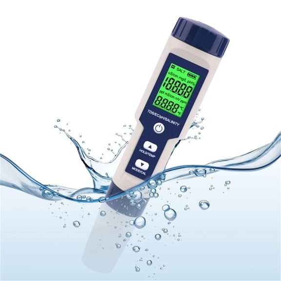 5 In 1 Water Quality Detector TDS EC PH Salinity Temperature Meter Portable Pen Water Quality Detector For Aquariums Pools Spa ,Multifunctional