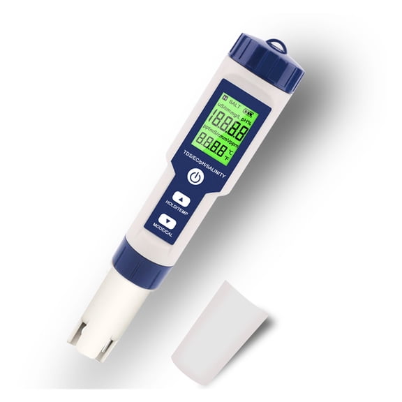 5 In 1 Water Quality Tester Digital LCD PH/TDS/EC/SALT/TEMP Meter EZ 9909 Monitor Tester For Pools Drinking Water Aquariums ,Multifunctional