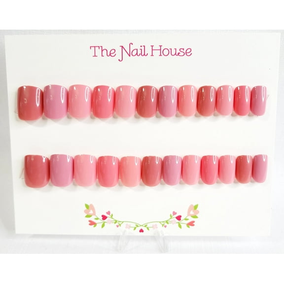 5-In-Pink Ombre Squoval Press-On Nails By The Nail House NH - 24 Pieces
