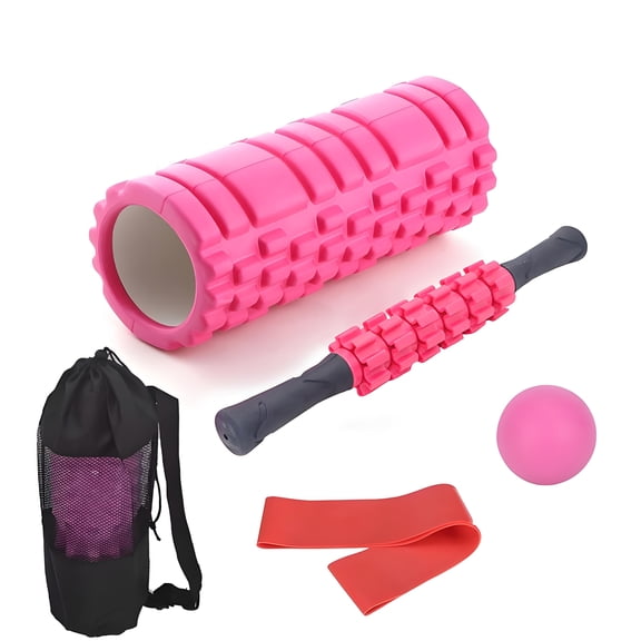 5 In1 Foam Roller Set For Deep Tissue Muscle Massage With Storage Bag, High Density Fitness Exercise Foam Roller, Massage Roller, Massage Ball, Resistance Band, For Whole Body