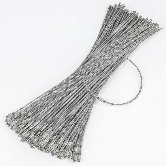 5 Inch/10 Inch Wire Keychain Cable Large Stainless Steel Key Ring Loop Holder, 20/50/100 Pack