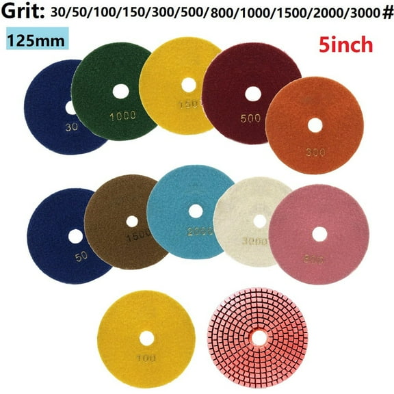 5 Inch 125Mm Dry Wet Polishing Pads Flexible Grinding Sanding Discs for Granite 100 Grit