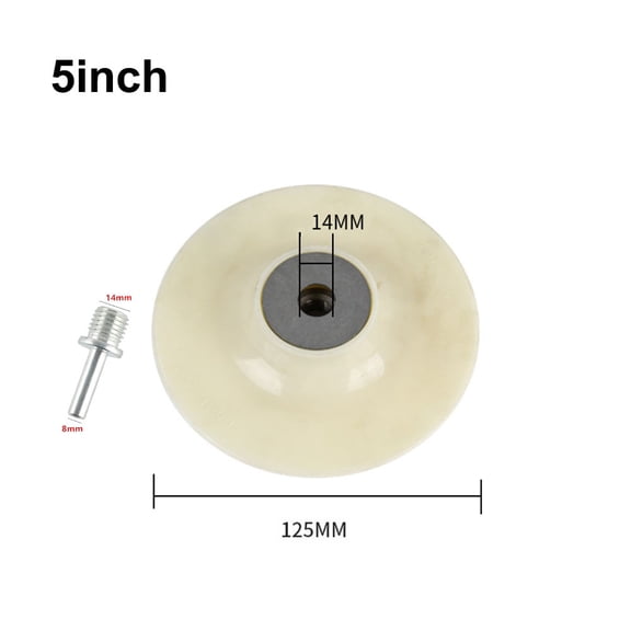 5 Inch 125mm Plastic Backing Pad,for M14 Thread Angle Grinder Fibre Sanding Disc Support Plate,for Wood Metal for Surfaces(White)