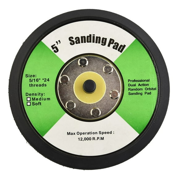 5 Inch 125mm Sanding Pad for DA Polishers, For Loop Backing Plate, PU Material Abrasive Tool Accessory for Power Sander (Black/Yellow)(Black)