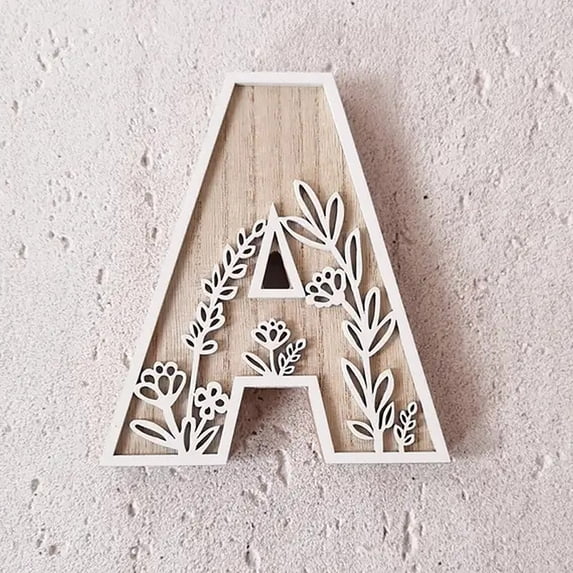 5 Inch 26 Letter Rustic Wood Letters for Wall Window Door Desktop Table Decor Decorative Standing Letters Slices Sign Board Decoration for Craft Home Party