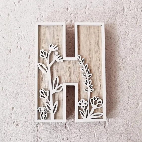 5 Inch 26 Letter Rustic Wood Letters for Wall Window Door Desktop Table Decor Decorative Standing Letters Slices Sign Board Decoration for Craft Home Party