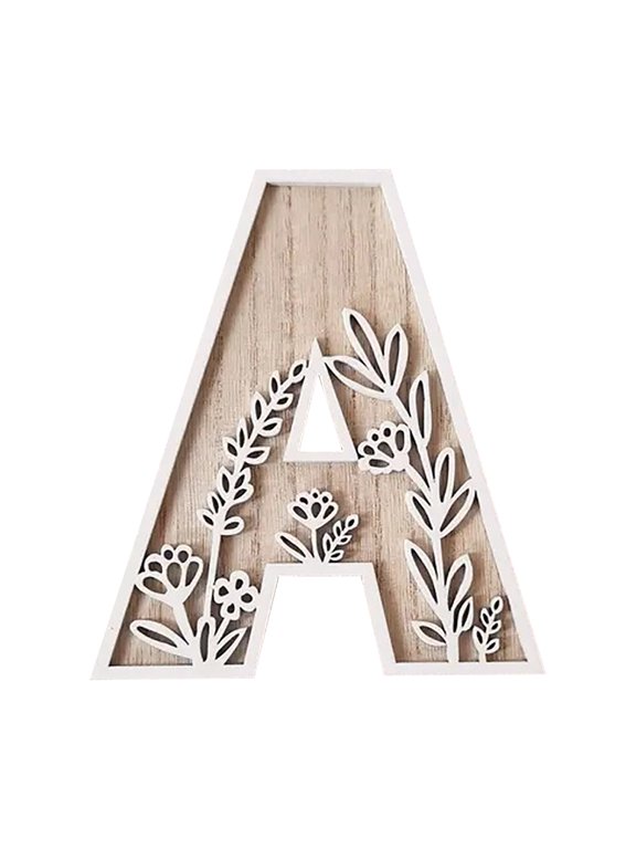 5 Inch 26 Letter for Wall Decoration Flowers Can Be Painted On Wood Children'S Room Letters Wooden Letters for Crafts Name Signs Wedding Home Decoration Desktop Ornament Happy 2026!