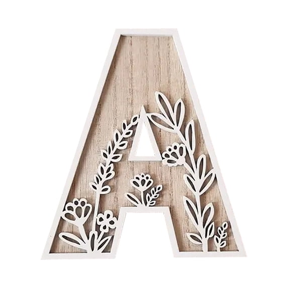 5 Inch 26 Letter for Wall Decoration Flowers Can Be Painted On Wood Children'S Room Letters Wooden Letters for Crafts Name Signs Wedding Home Decoration Desktop Ornament Happy 2026!