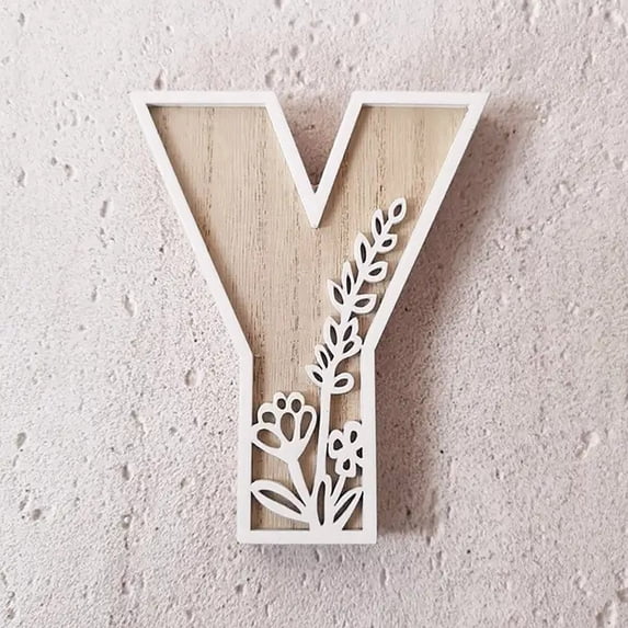 5 Inch 26 Letter for Wall Decoration Flowers Can Be Painted On Wood Children'S Room Letters Wooden Letters for Crafts Name Signs Wedding Home Decoration Desktop Ornament Home Decor Happy Day!