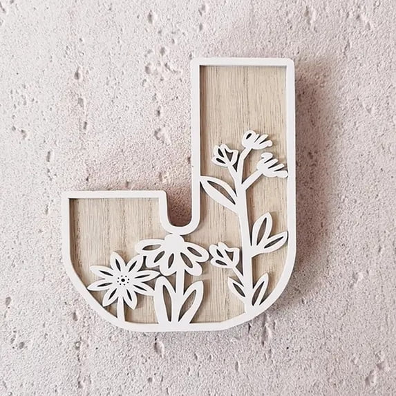 5 Inch 26 Letter for Wall Decoration Flowers Can Be Painted On Wood Children'S Room Letters Wooden Letters for Crafts Name Signs Weddingation Desktop Ornament Easy to Use Happy Day!
