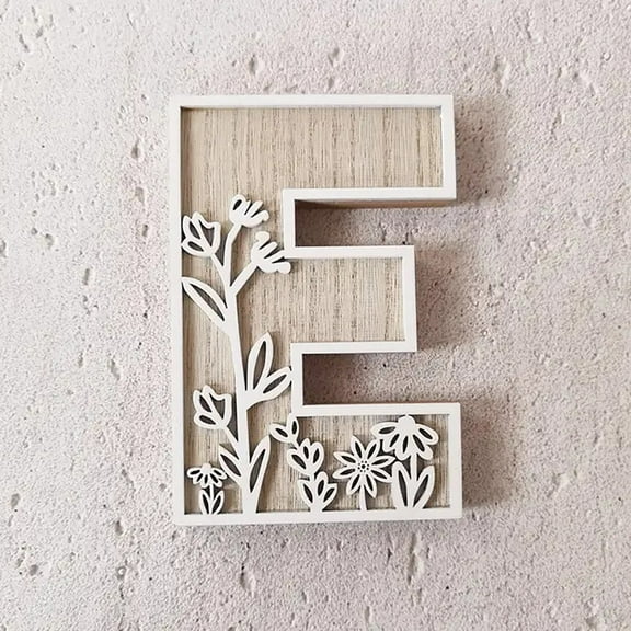 5 Inch 26 Letter For Wall Decoration Flowers Can Be Painted On Wood Children's Room Letters Wooden Letters For Crafts Name Signs Wedding Home Decoration Home Ornament E One Size