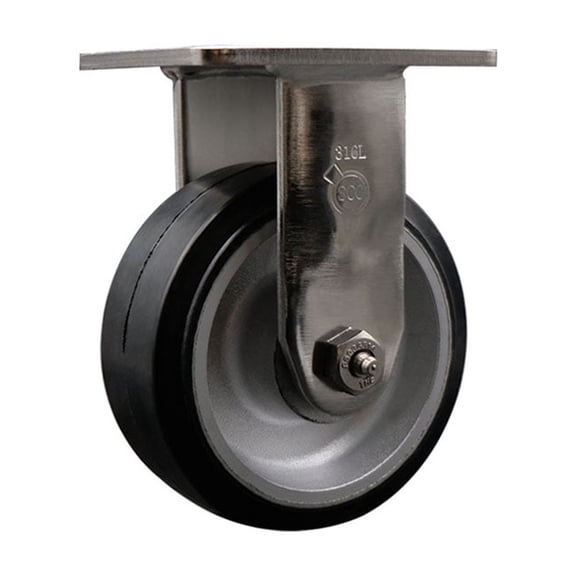 5 Inch 316 Stainless Rubber on Aluminum Wheel Rigid Caster with Roller Bearing