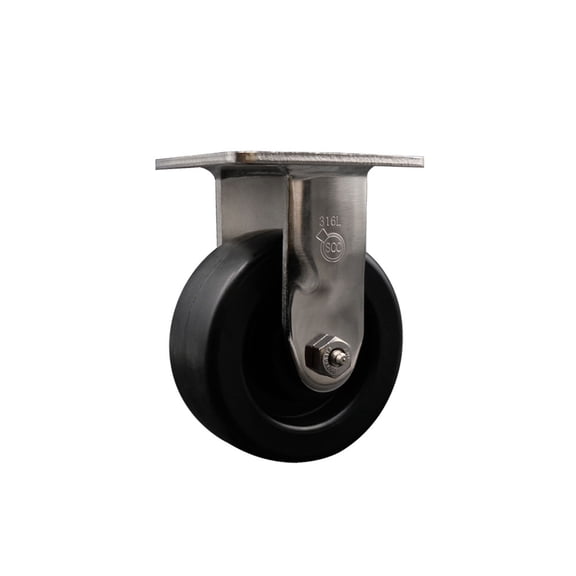 5 Inch 316 Stainless Steel Polyolefin Wheel Rigid Caster with Roller Bearing SCC