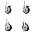 thumbnail image 1 of 5 Inch 316SS Black Polyurethane 10mm Threaded Stem Caster Set 2 Lock Brake, 1 of 2