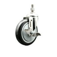 thumbnail image 1 of 5 Inch 316SS Black Polyurethane Swivel 10mm Threaded Stem Caster with Brake, 1 of 2