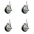 thumbnail image 1 of 5 Inch 316SS Black Polyurethane Swivel 12mm Threaded Stem Caster Set Brake, 1 of 2
