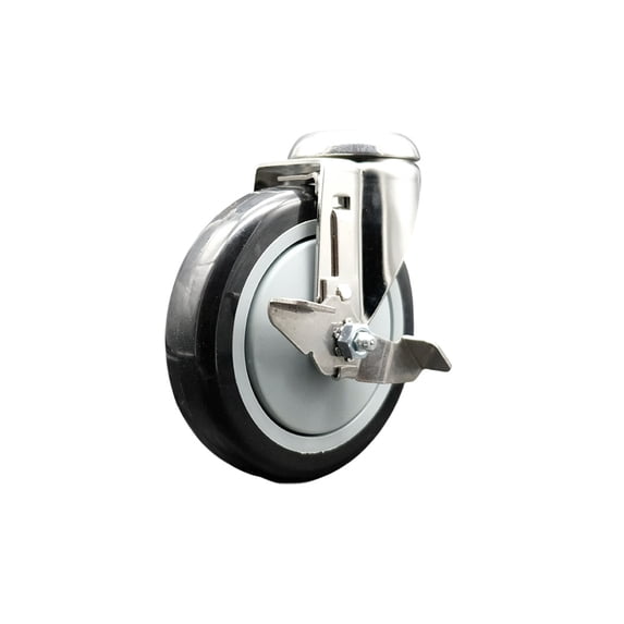 5 Inch 316SS Black Polyurethane Wheel Swivel Bolt Hole Caster with Brake SCC
