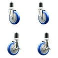 thumbnail image 1 of 5 Inch 316SS Blue Poly Swivel 1-3/4 Inch Expanding Stem Caster Set 2 Brake SCC, 1 of 2