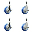 thumbnail image 1 of 5 Inch 316SS Blue Poly Swivel 7/8 Inch Expanding Stem Caster Set Brake SCC, 1 of 2