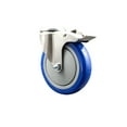 thumbnail image 1 of 5 Inch 316SS Blue Polyurethane Swivel Bolt Hole Caster with Total Lock Brake, 1 of 2