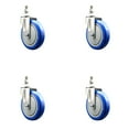 thumbnail image 1 of 5 Inch 316SS Blue Polyurethane Wheel Swivel 12mm Threaded Stem Caster Set, 1 of 2