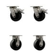 thumbnail image 1 of 5 Inch 316SS Glass Filled Nylon Caster Set w/Delrin Bearing 2 Brakes 2 Rigid SCC, 1 of 2