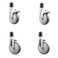 thumbnail image 1 of 5 Inch 316SS Gray Poly Swivel 1-7/8 Inch Expanding Stem Caster Set 2 Lock Brake, 1 of 2