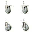 thumbnail image 1 of 5 Inch 316SS Gray Polyurethane ½ Inch Threaded Stem Caster Set 2 Lock Brake SCC, 1 of 2