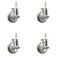 thumbnail image 1 of 5 Inch 316SS Gray Polyurethane Swivel 12mm Threaded Stem Caster Set Brake, 1 of 2