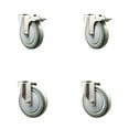 thumbnail image 1 of 5 Inch 316SS Gray Polyurethane Swivel Bolt Hole Caster Set with 2 Lock Brake, 1 of 2