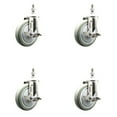 thumbnail image 1 of 5 Inch 316SS Gray Polyurethane Swivel ½ Inch Threaded Stem Caster Set Brake SCC, 1 of 2