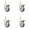 thumbnail image 1 of 5 Inch 316SS Gray Polyurethane Wheel Swivel 10mm Stem Caster Set Lock Brake, 1 of 2