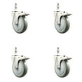 thumbnail image 1 of 5 Inch 316SS Gray Polyurethane Wheel Swivel ½ Inch Stem Caster Set Lock Brake, 1 of 2