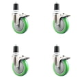 thumbnail image 1 of 5 Inch 316SS Green Poly Swivel 1-3/4 Inch Expanding Stem Caster Set Lock Brake, 1 of 2
