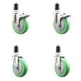 thumbnail image 1 of 5 Inch 316SS Green Poly Swivel 1-5/8 Inch Expanding Stem Caster Set 2 Lock Brake, 1 of 2
