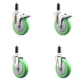thumbnail image 1 of 5 Inch 316SS Green Poly Swivel 1 Inch Expanding Stem Caster Set 2 Lock Brake, 1 of 2