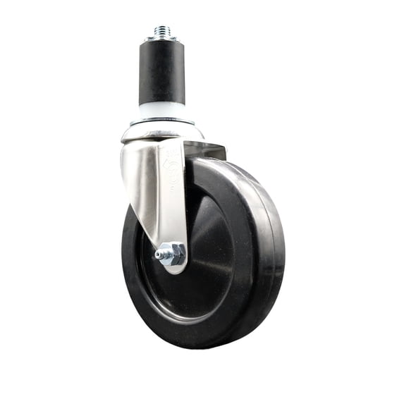 5 Inch 316SS Hard Rubber Wheel Swivel 1-5/8 Inch Expanding Stem Caster SCC