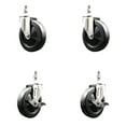 thumbnail image 1 of 5 Inch 316SS Hard Rubber Wheel Swivel 12mm Threaded Stem Caster Set 2 Brakes, 1 of 2