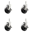 thumbnail image 1 of 5 Inch 316SS Hard Rubber Wheel Swivel 12mm Threaded Stem Caster Set Brake, 1 of 2