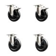 thumbnail image 1 of 5 Inch 316SS Hard Rubber Wheel Swivel Top Plate Caster Set 2 Lock Brakes SCC, 1 of 2