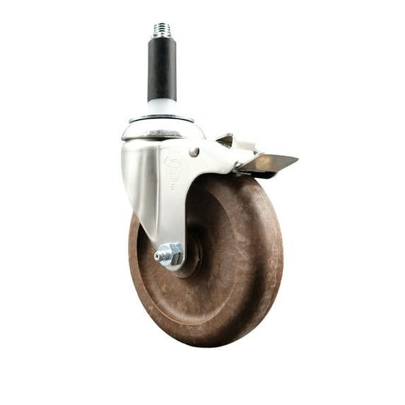 5 Inch 316SS High Temp Glass Filled Nylon 7/8 Inch Stem Caster Lock Brake SCC