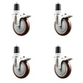 thumbnail image 1 of 5 Inch 316SS Maroon Poly Swivel 1-3/4 Inch Expanding Stem Caster Set Lock Brake, 1 of 2