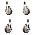 thumbnail image 1 of 5 Inch 316SS Maroon Poly Swivel 1-5/8 Inch Expanding Stem Caster Set 2 Brake SCC, 1 of 2