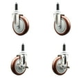 thumbnail image 1 of 5 Inch 316SS Maroon Poly Swivel 3/4 Inch Expanding Stem Caster Set 2 Brake SCC, 1 of 2