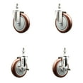 thumbnail image 1 of 5 Inch 316SS Maroon Polyurethane Swivel ½ Inch Threaded Stem Caster Set 2 Brakes, 1 of 2