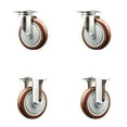 thumbnail image 1 of 5 Inch 316SS Maroon Polyurethane Wheel Swivel Top Plate Caster Set 2 Rigid SCC, 1 of 2