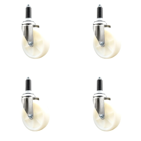 5 Inch 316SS Nylon Wheel Swivel 1 Inch Expanding Stem Caster Set SCC