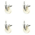 thumbnail image 1 of 5 Inch 316SS Nylon Wheel Swivel 10mm Threaded Stem Caster Set Lock Brake SCC, 1 of 2