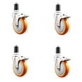 thumbnail image 1 of 5 Inch 316SS Orange Poly Swivel 1-5/8 Inch Expanding Stem Caster Set Lock Brake, 1 of 1
