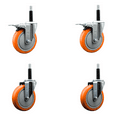 thumbnail image 1 of 5 Inch 316SS Orange Poly Swivel 3/4 Inch Expanding Stem Caster Set 2 Lock Brake, 1 of 1